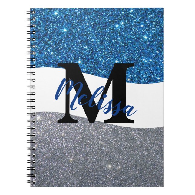 Personalized two tone glitter notebook (Front)