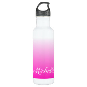 Personalized two-tone gradient ombre hot pink 710 ml water bottle
