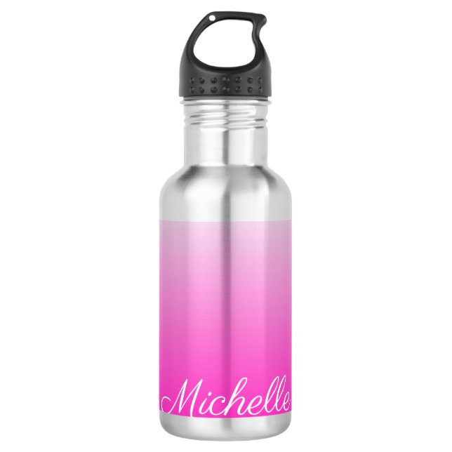 Personalized two-tone gradient ombre hot pink 710 ml water bottle (Front)