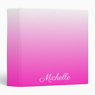Personalized two-tone gradient ombre hot pink binder