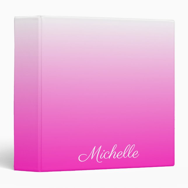 Personalized two-tone gradient ombre hot pink binder (Front/Spine)