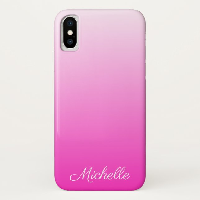 Personalized two-tone gradient ombre hot pink Case-Mate iPhone case (Back)