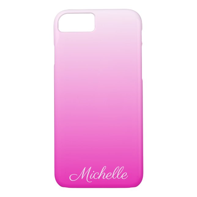 Personalized two-tone gradient ombre hot pink Case-Mate iPhone case (Back)