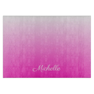Personalized two-tone gradient ombre hot pink cutting board