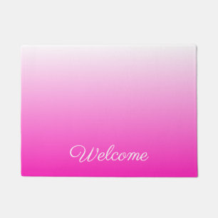 Personalized two-tone gradient ombre hot pink doormat