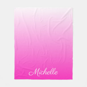 Personalized two-tone gradient ombre hot pink fleece blanket