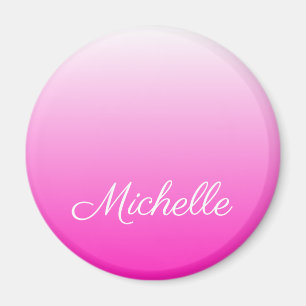 Personalized two-tone gradient ombre hot pink magnet