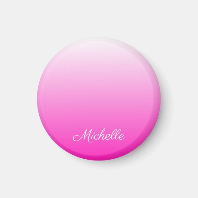 Personalized two-tone gradient ombre hot pink magnet (Front)