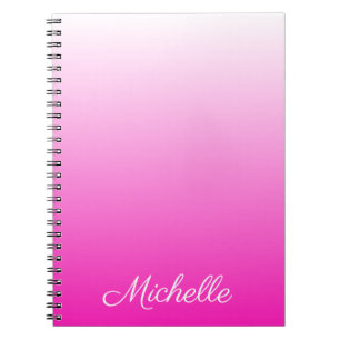 Personalized two-tone gradient ombre hot pink notebook