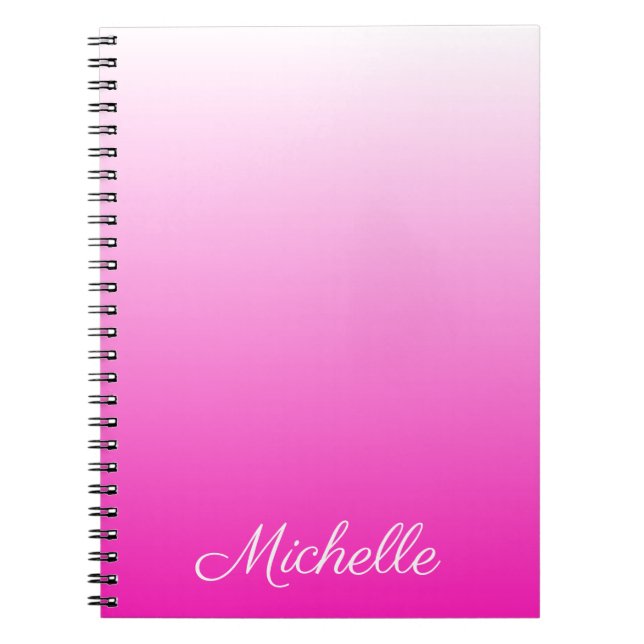 Personalized two-tone gradient ombre hot pink notebook (Front)