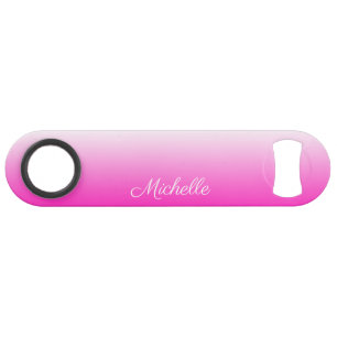 Personalized two-tone gradient ombre hot pink speed bottle opener