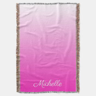 Personalized two-tone gradient ombre hot pink throw blanket