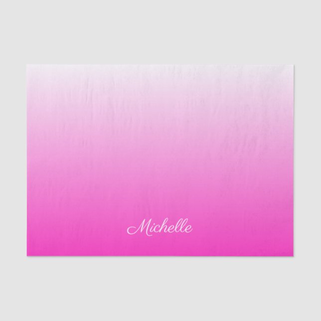 Personalized two-tone gradient ombre hot pink tissue paper (Front)
