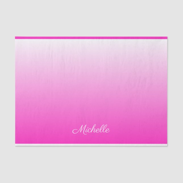 Personalized two-tone gradient ombre hot pink tissue paper (Front)