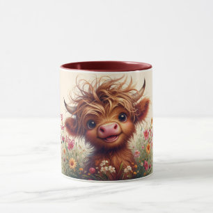 Personalized Two-Tone Highland Cow Mug, 11 oz Mug