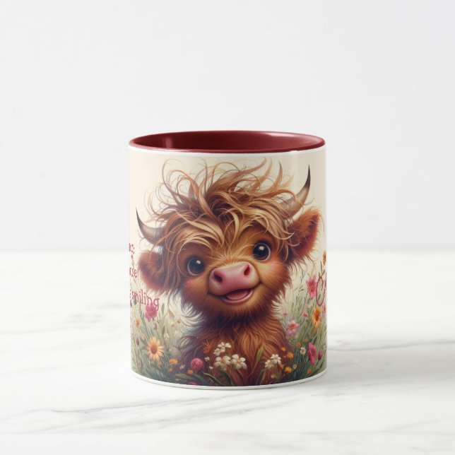 Personalized Two-Tone Highland Cow Mug, 11 oz Mug (Center)