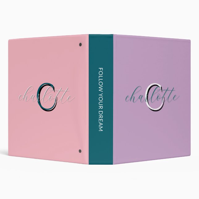 Personalized Two Tone Name Monogram Style Binder (Background)
