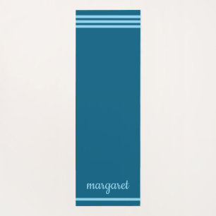 Personalized two-toned blues front & back stripes yoga mat