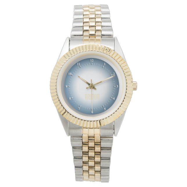 Personalized Two Toned Bracelet Watch/Gold & Blue Watch (Front)