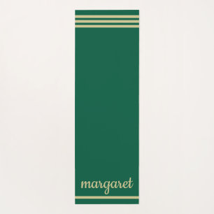 Personalized two-toned greens front & back stripes yoga mat