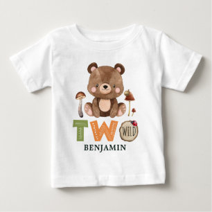 Personalized Two Wild Woodland 2nd Birthday Baby T-Shirt