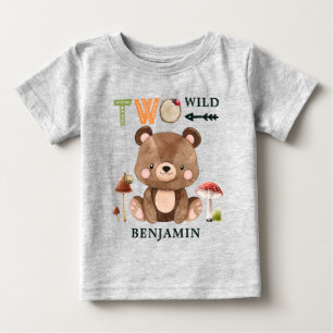 Personalized Two Wild Woodland 2nd Birthday Baby T-Shirt