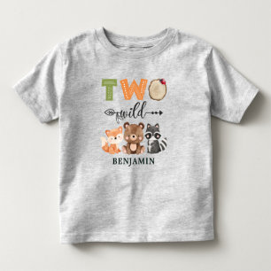 Personalized Two Wild Woodland Animal 2nd Birthday Toddler T-shirt