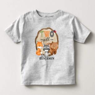 Personalized Two Wild Woodland Animal 2nd Birthday Toddler T-shirt