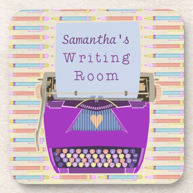 Personalized Typewriter Authors Writing Room Coaster (Front)