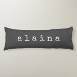 Personalized Typewriter Font Name Black White Body Pillow<br><div class="desc">Add a bold and stylish touch to your space with this personalized body pillow featuring a typewriter-style name on a black background. The minimalist yet vintage-inspired design makes it a perfect addition to a modern bedroom, dorm, or lounge area. A unique custom gift for those who appreciate typography and cozy...</div>