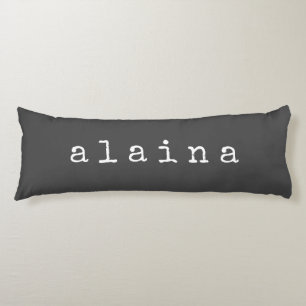 Personalized Typewriter Font Name Black White Body Pillow