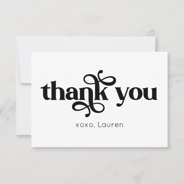 Personalized Typography Flat Thank You Card (Front)