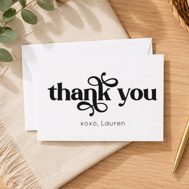 Personalized Typography Flat Thank You Card (Personalized Thank You Card)