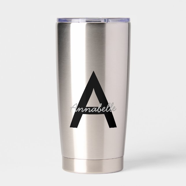 Personalized Typography Monogram Insulated Tumbler (Front)