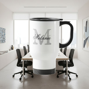 Personalized typography monogram to go travel mug