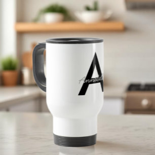 Personalized Typography Monogram Travel Mug