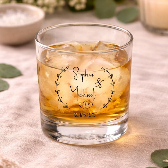 Personalized Typography Names Wedding Favours  Whiskey Glass (Creator Uploaded)