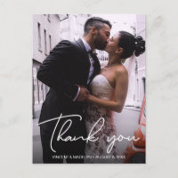 Personalized Typography Photo Wedding Thank You