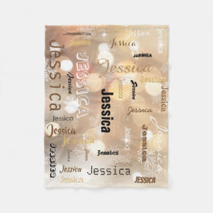 Personalized Typography Subway Art Bokeh Snowflake Fleece Blanket