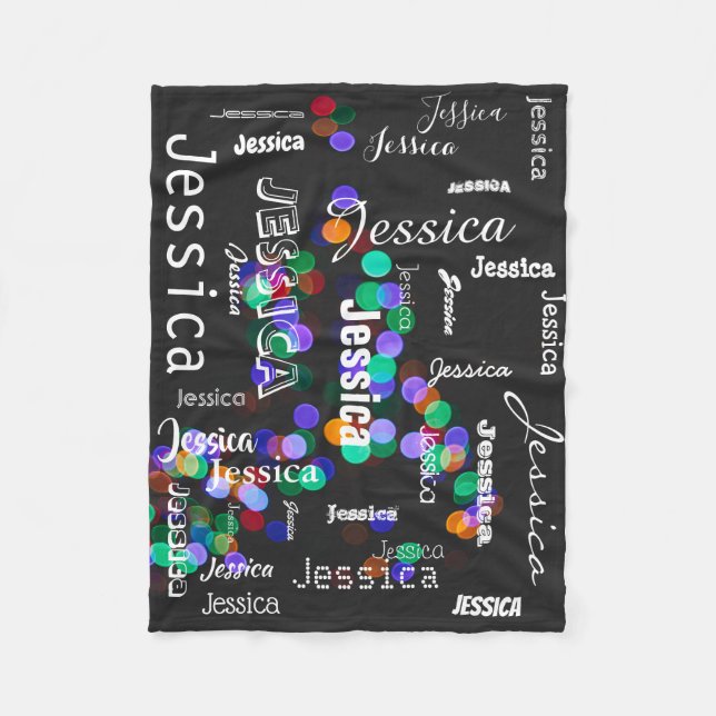 Personalized Typography Subway Art Christmas Bokeh Fleece Blanket (Front)