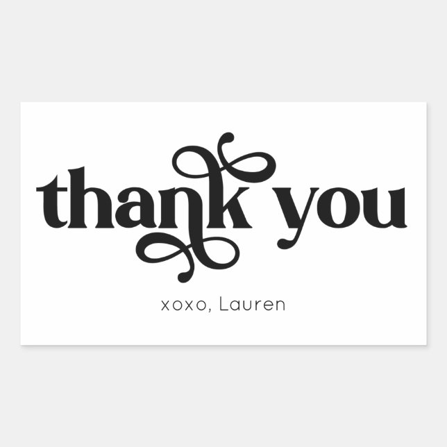 Personalized Typography Thank You Sticker (Front)