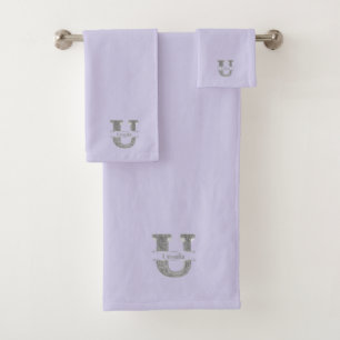 Personalized U Initial Silver Monogram Your Name B Bath Towel Set
