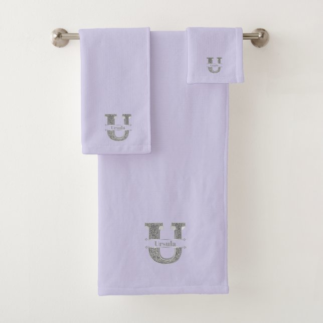 Personalized U Initial Silver Monogram Your Name B Bath Towel Set (Insitu)