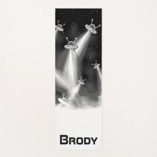 Personalized UFO  Galaxy with Alien Spaceships Yoga Mat