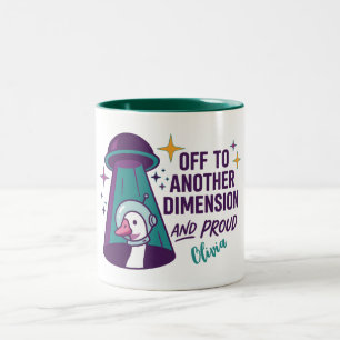 Personalized UFO Goose Mug, Funny Space Gift Two-Tone Coffee Mug