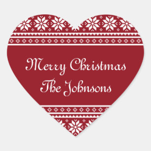 Personalized UGLY CHRISTMAS SWEATER heart stickers