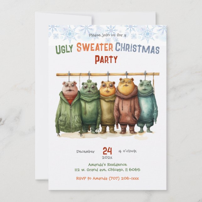 Personalized  Ugly Sweater Christmas Party Invitation (Front)