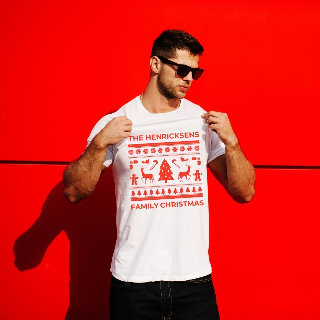 Personalized Ugly Sweater Style Family Christmas (Personalized Ugly Sweater Style Family Christmas T-Shirt)