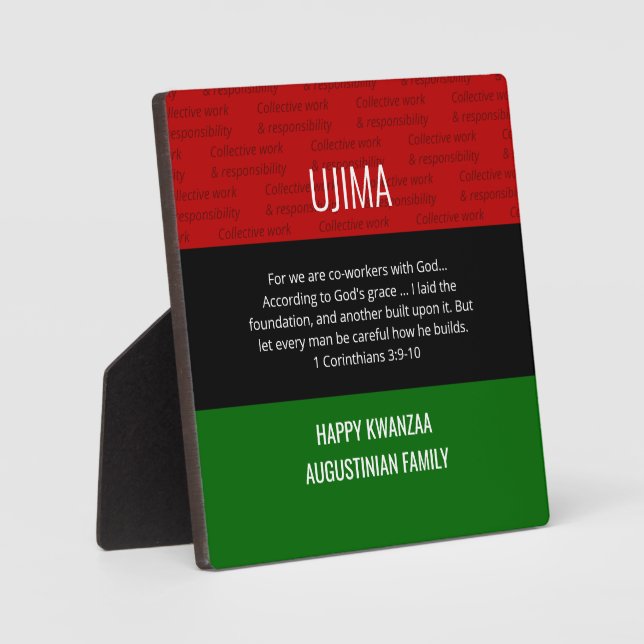 Personalized UJIMA Happy Kwanzaa plaque  (Front)