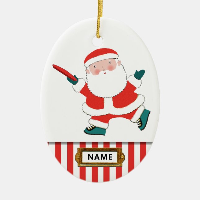 personalized ultimate frisbee collectable ceramic  ornament (Front)